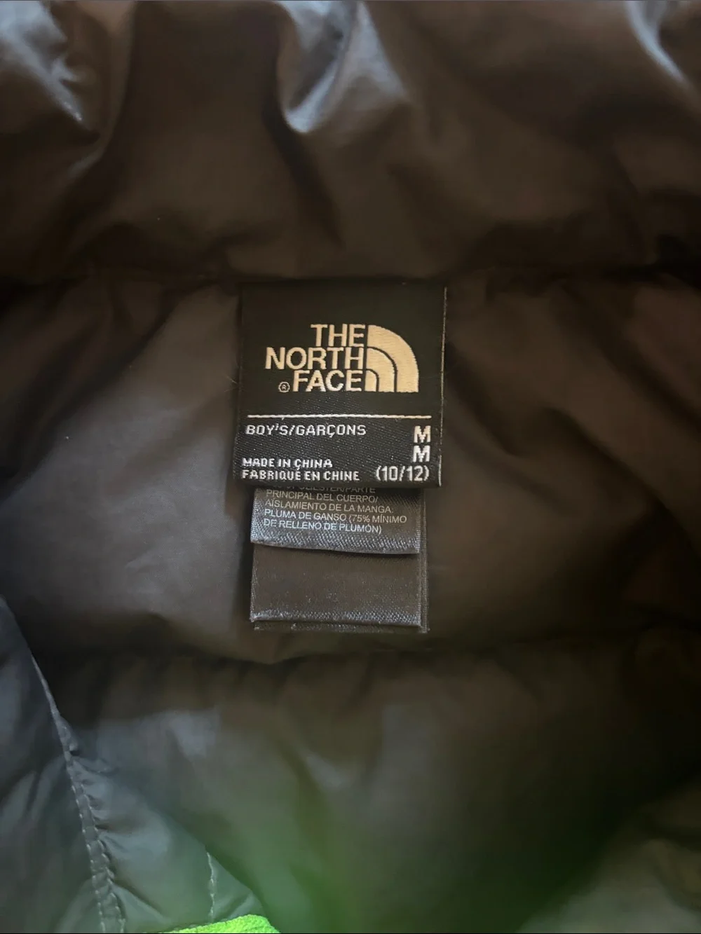 The North Face Black Puffer Jacket with Neon Lime Zipper